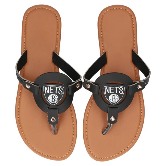 NWT Small NBA Brooklyn Nets Women's Die-Cut Logo Flip Flops - Picture 1 of 2